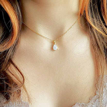 18K April Gemstone Teardrop Necklace