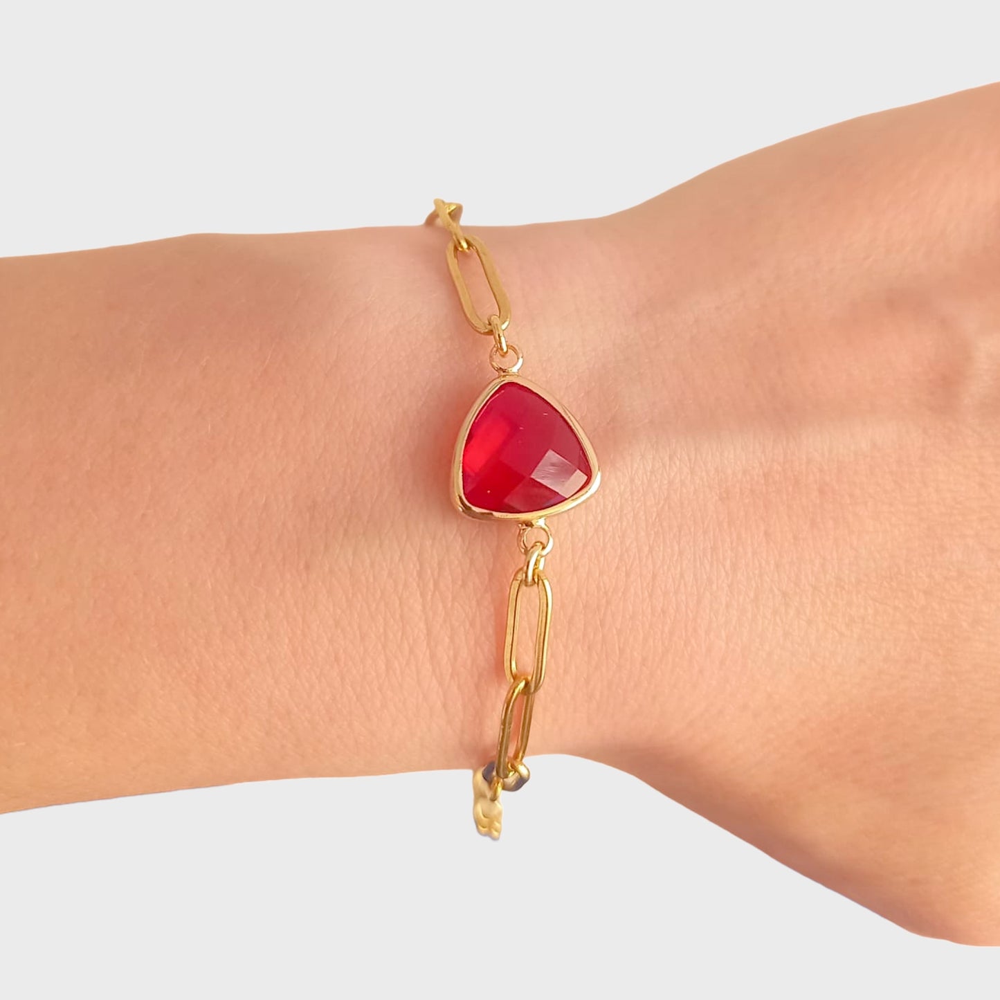 Ruby Birthstone Paperclip Bracelet