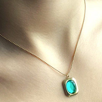 Blue Topaz Square Necklace