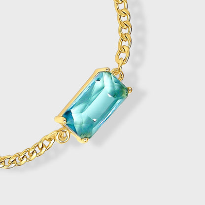 Aquamarine Gold Link Bracelet