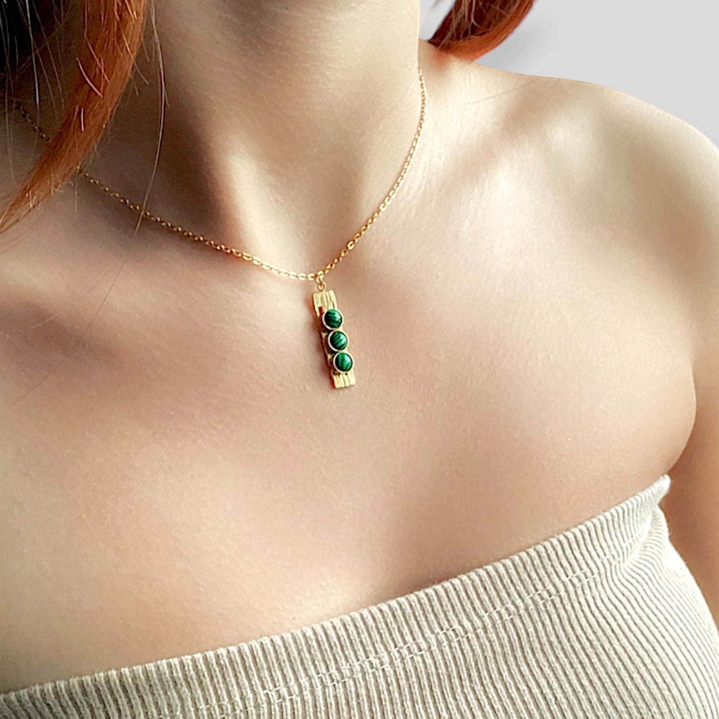 Malachite Three Stone Necklace