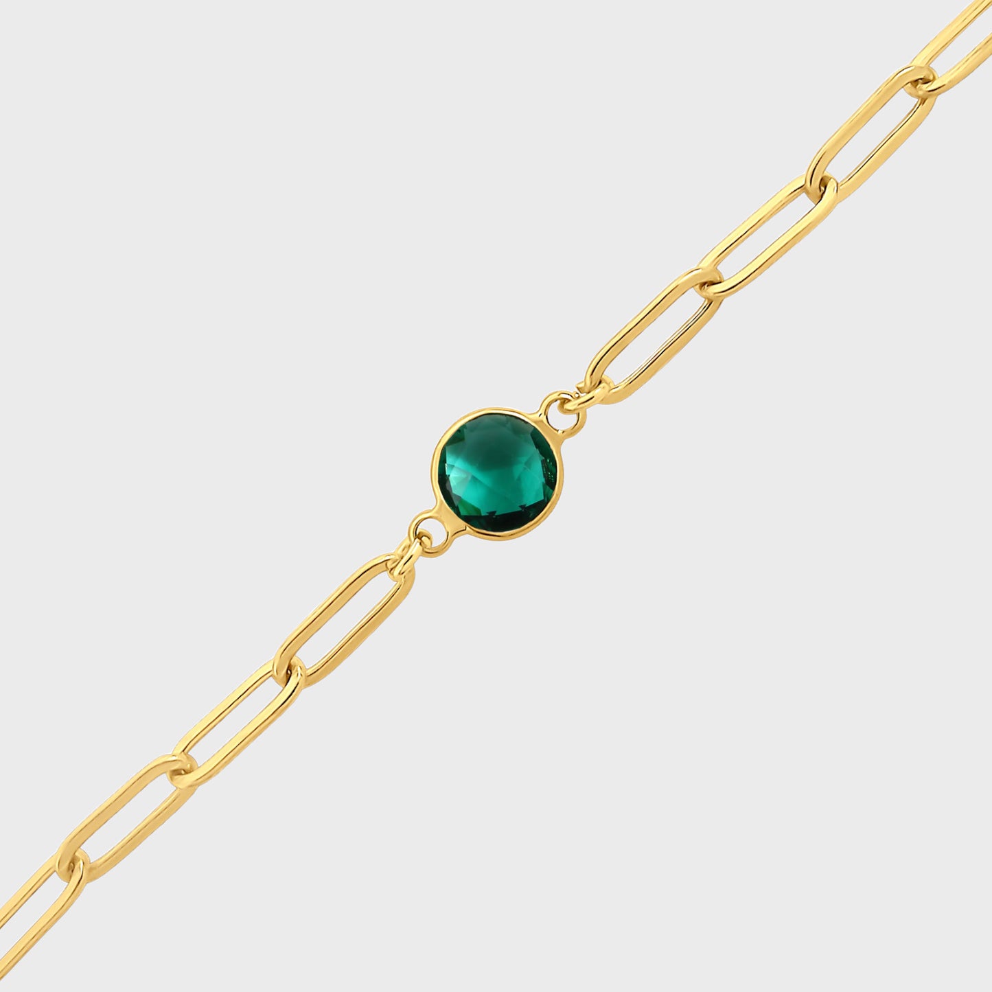 Emerald Gold Paperclip Bracelet