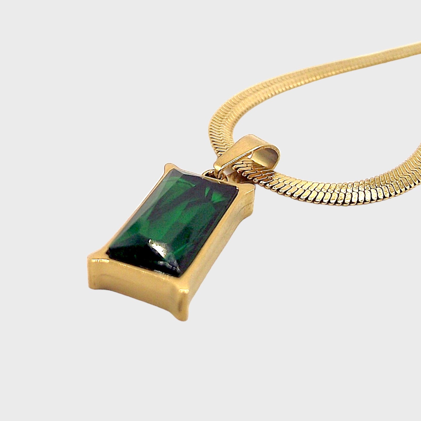 Emerald Herringbone Gemstone Necklace