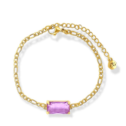 Alexandrite Gold Figaro Bracelet