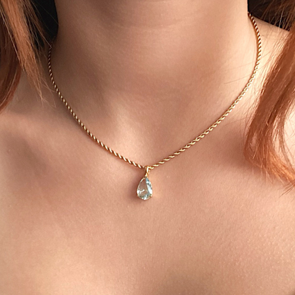 Aquamarine Water Drop Necklace