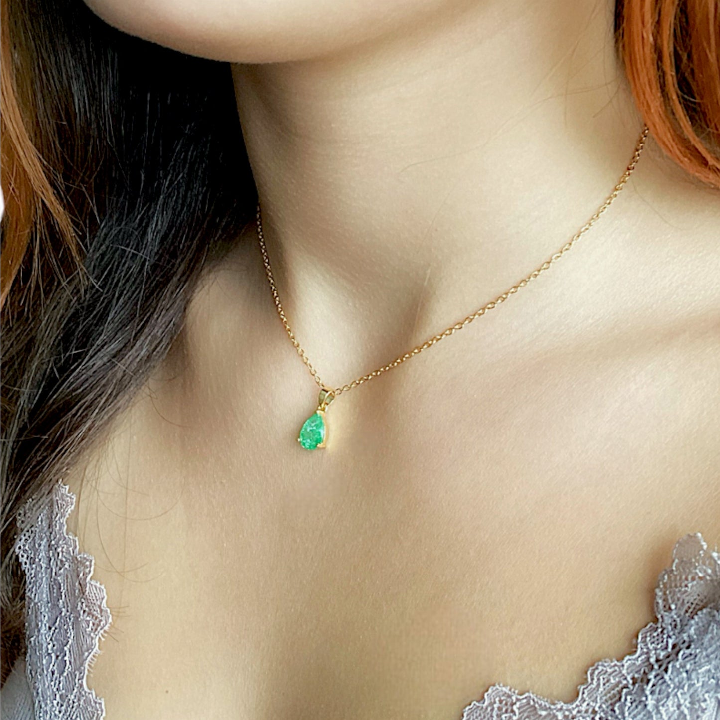 18K August Gemstone Teardrop Necklace