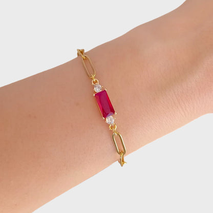 Delicate Garnet Paperclip Bracelet