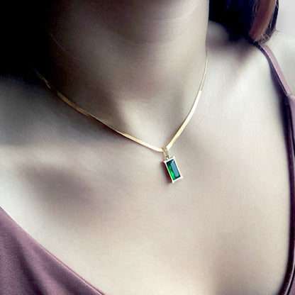 Emerald Herringbone Gemstone Necklace