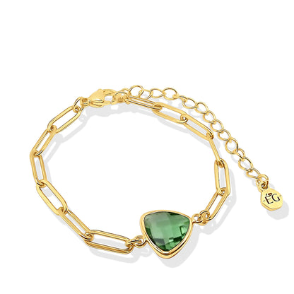 Peridot Birthstone Paperclip Bracelet