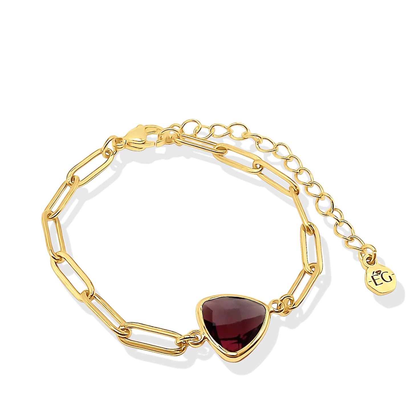 Garnet Birthstone Paperclip Bracelet