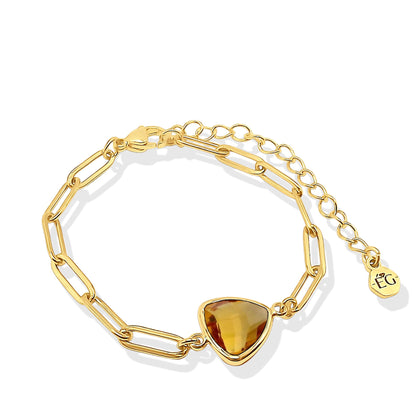 Citrine Birthstone Paperclip Bracelet