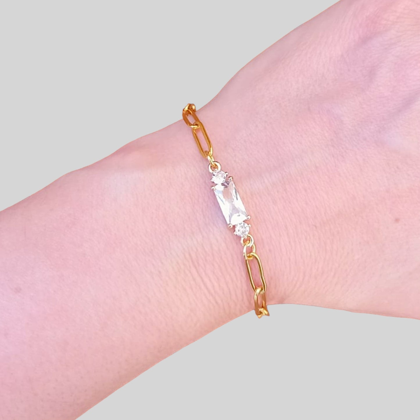 Delicate White Topaz Paperclip Bracelet