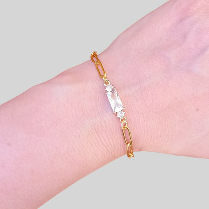 Delicate White Topaz Paperclip Bracelet