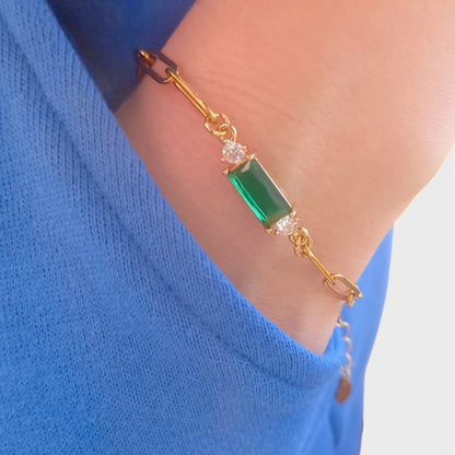 Delicate Emerald Paperclip Bracelet