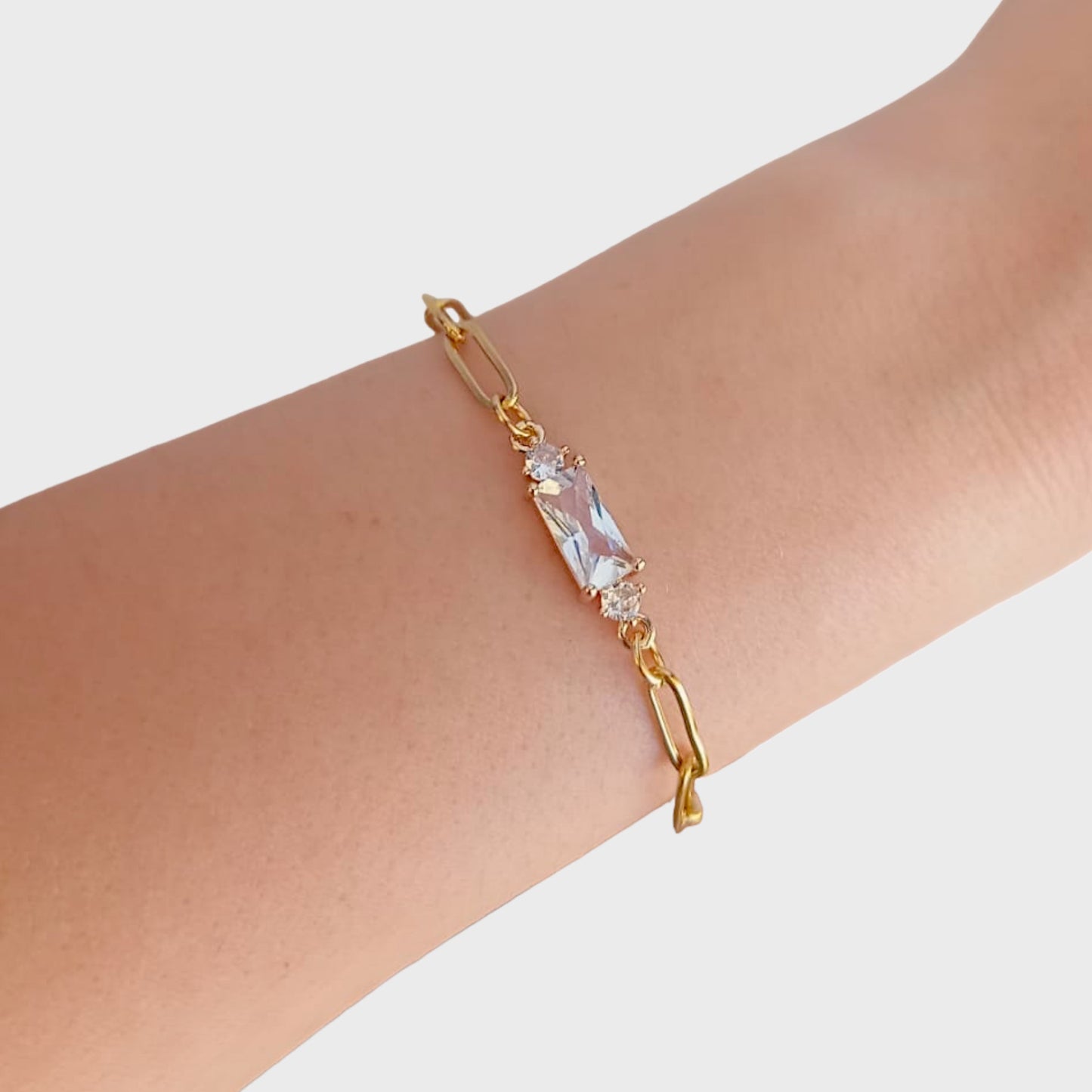 Delicate White Topaz Paperclip Bracelet