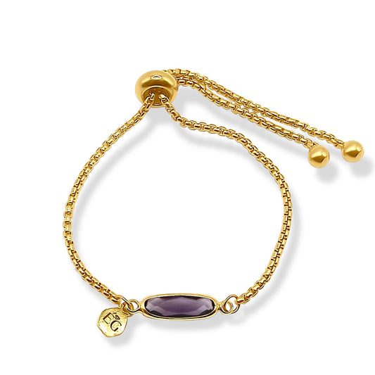 Amethyst Baguette Adjustable Bracelet