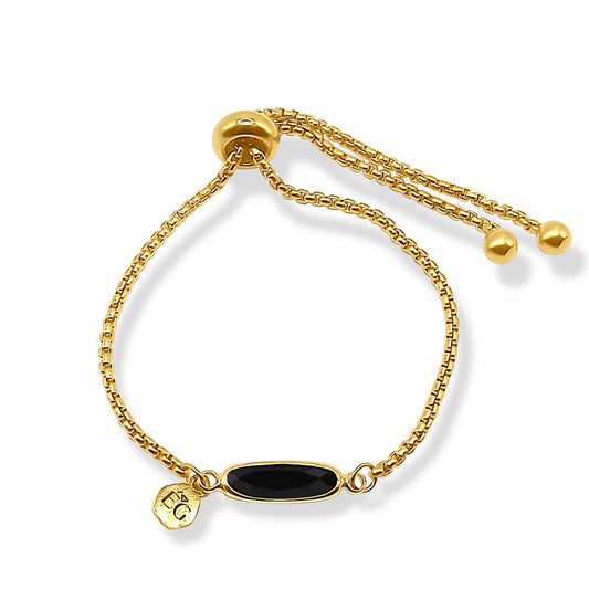 Black Onyx Baguette Adjustable Bracelet