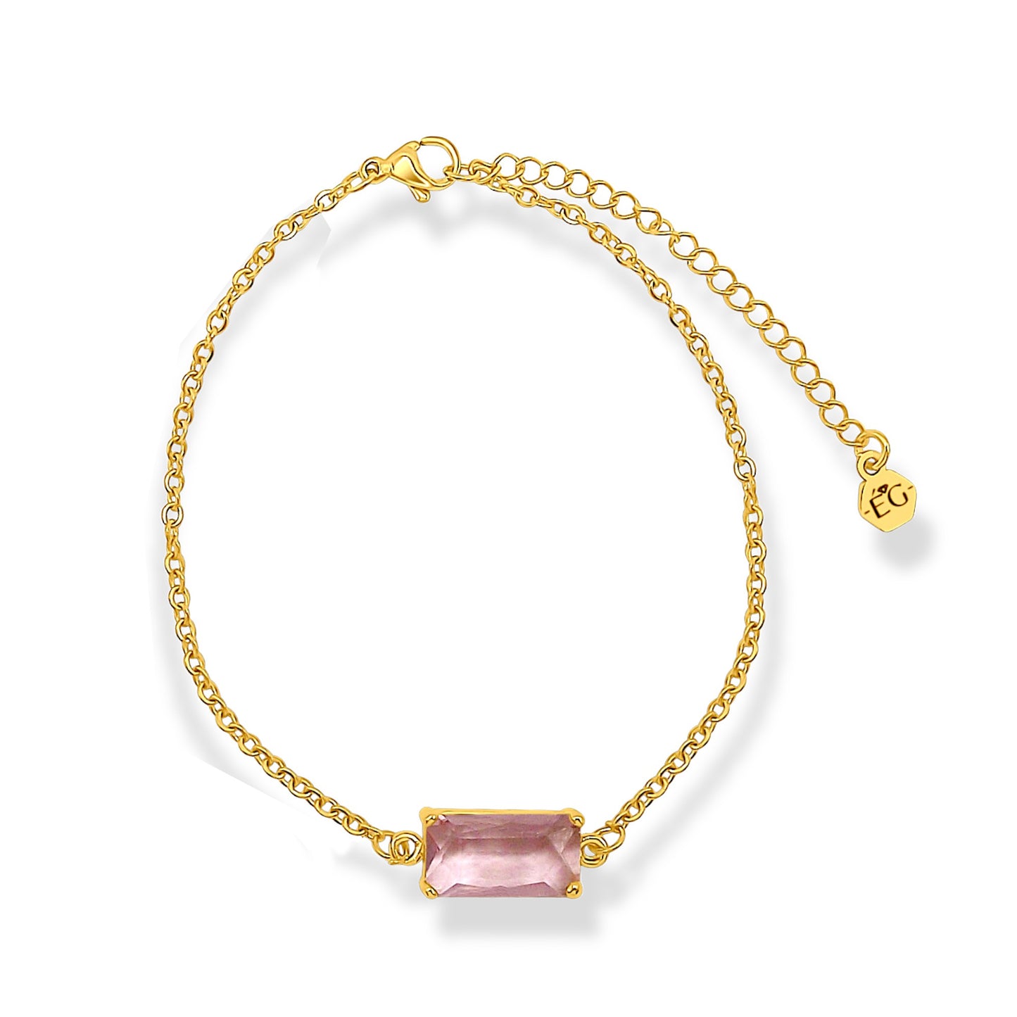 Rose Quartz Gold Cable Bracelet