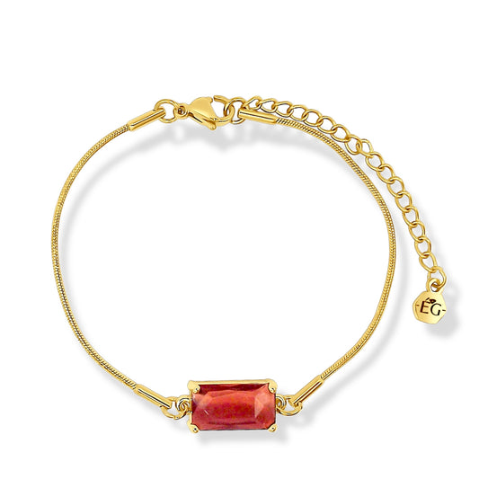 Garnet Gold Snake Bracelet