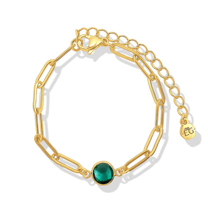 Emerald Gold Paperclip Bracelet