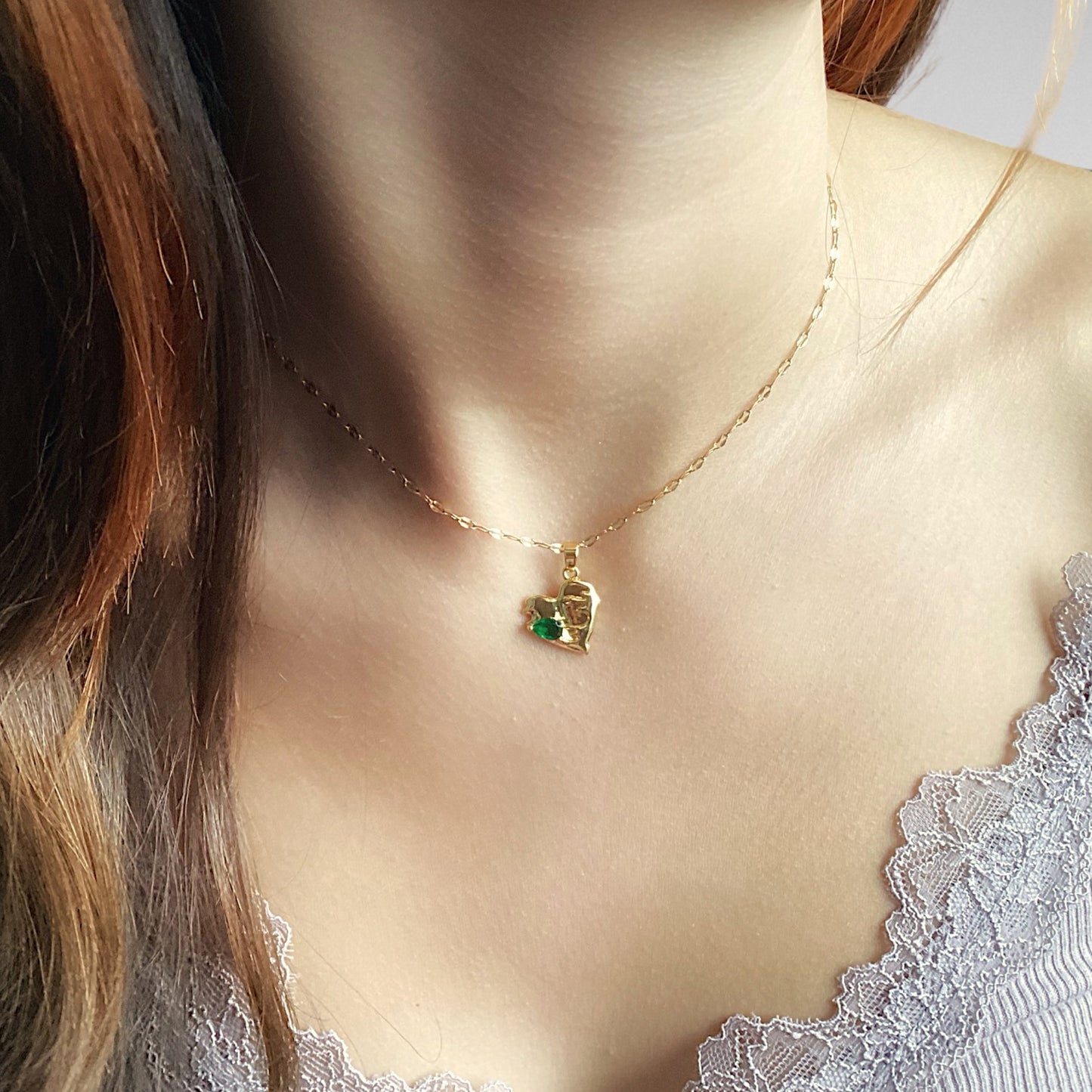 Emerald  Heart Necklace