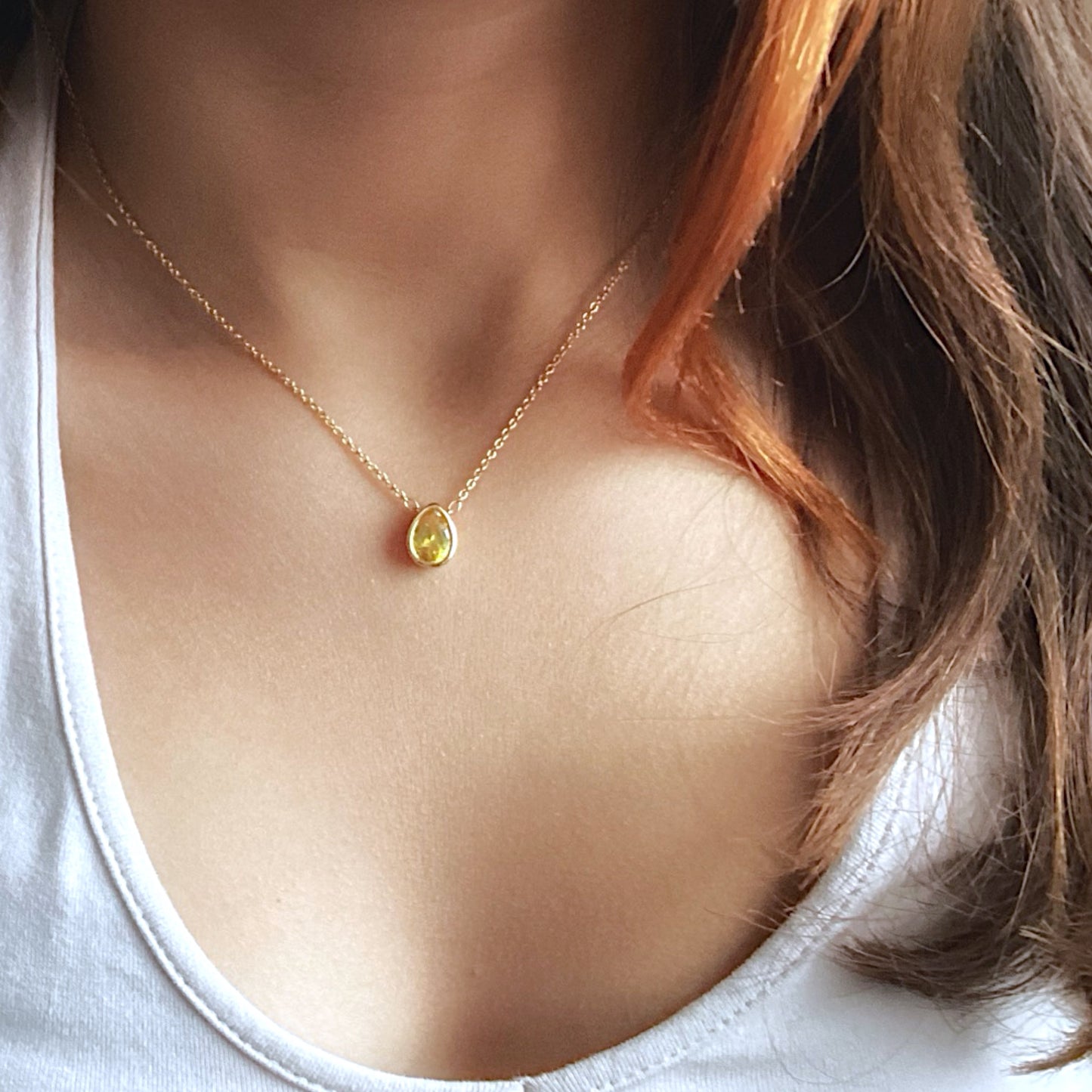 Citrine Gemstone Teardrop Necklace