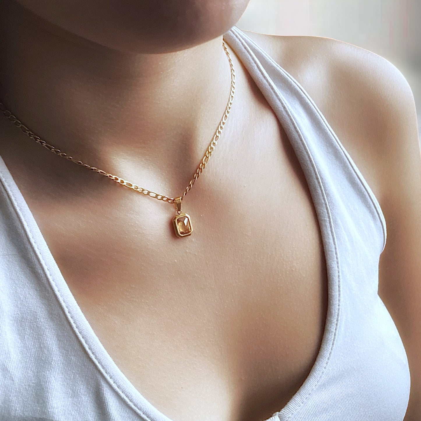 Citrine Birthstone Minimalist Necklace