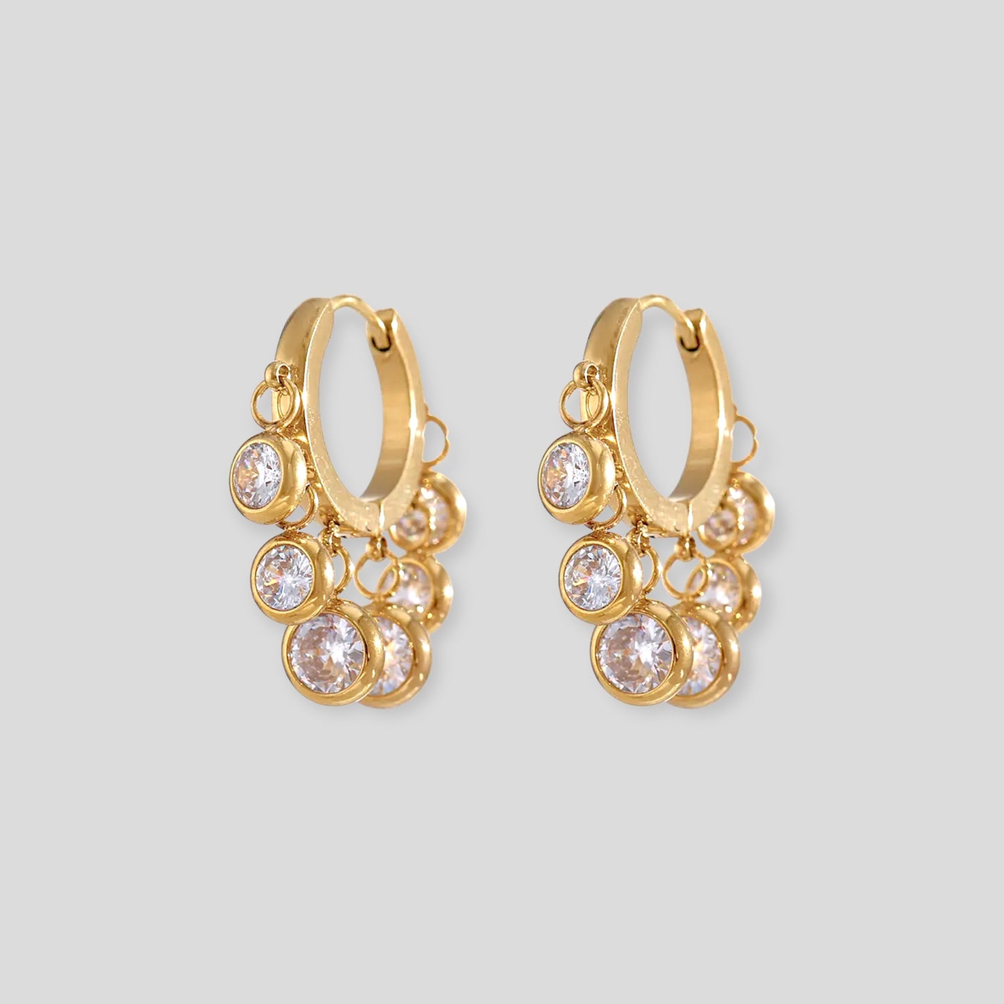 White Topaz Gold Hoop Earrings