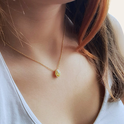 Citrine Gemstone Teardrop Necklace