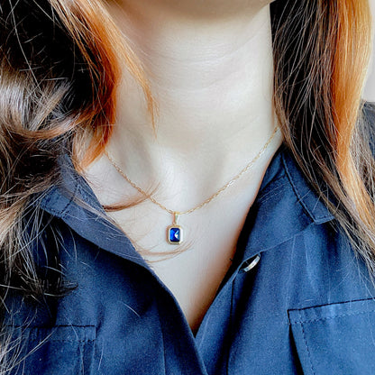 Minimalist Sapphire Charm Necklace