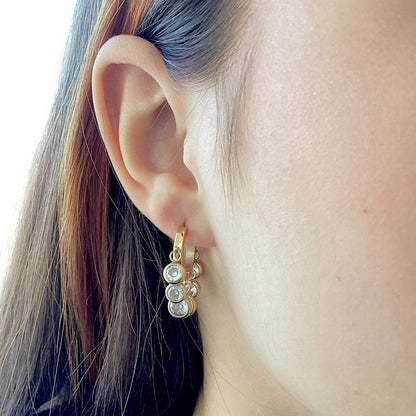 White Topaz Gold Hoop Earrings