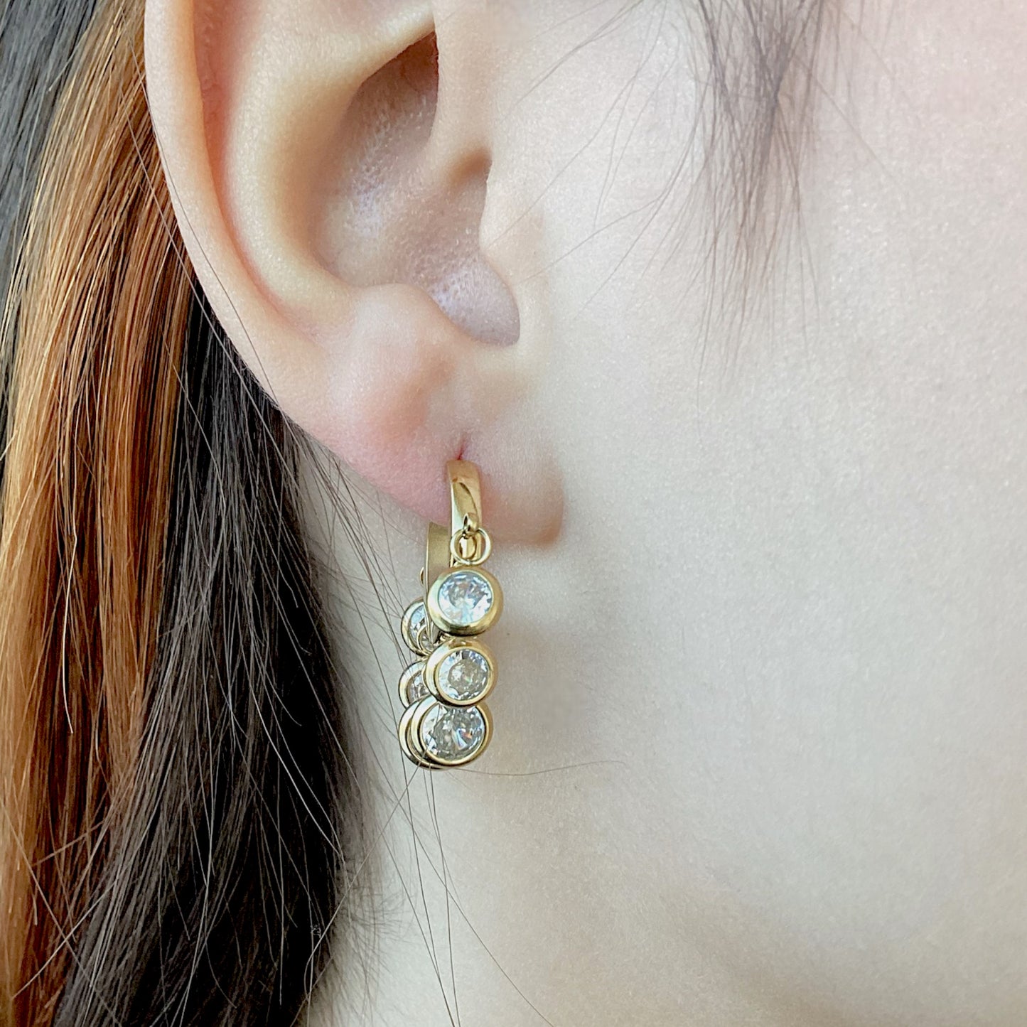 White Topaz Gold Hoop Earrings