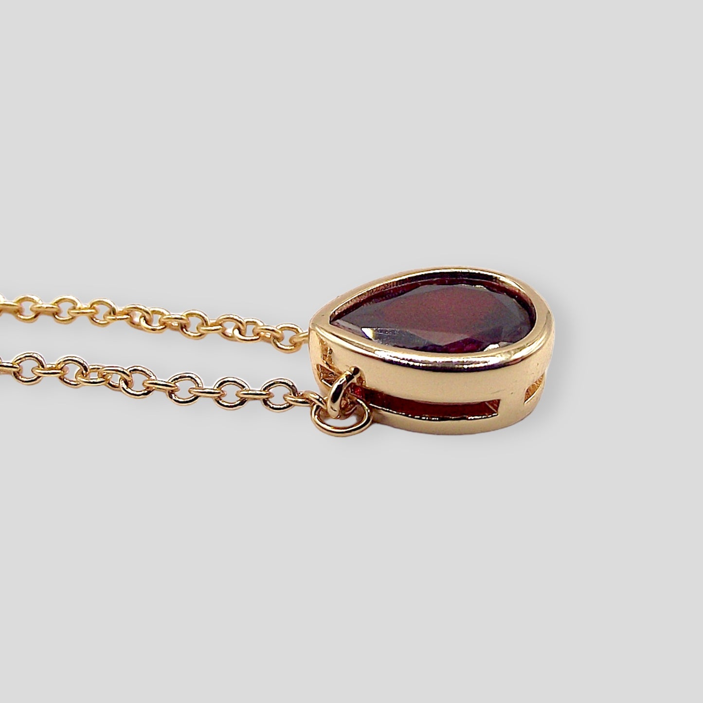 Garnet Gemstone Teardrop Necklace