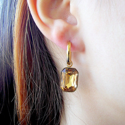 Citrine Hoop Drop Earrings