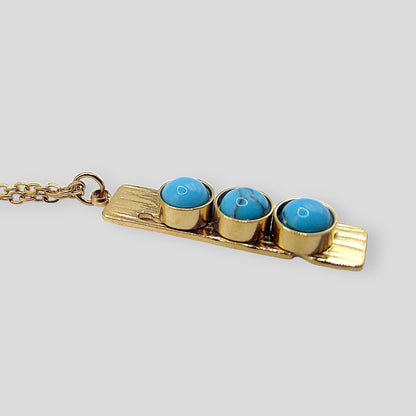 18K Turquoise Three Stone Necklace