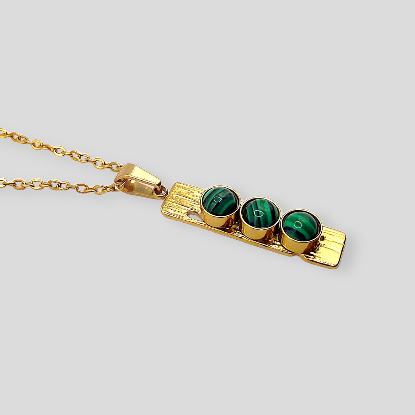 Malachite Three Stone Necklace