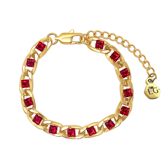 Luxury Garnet Cuban Link Bracelet
