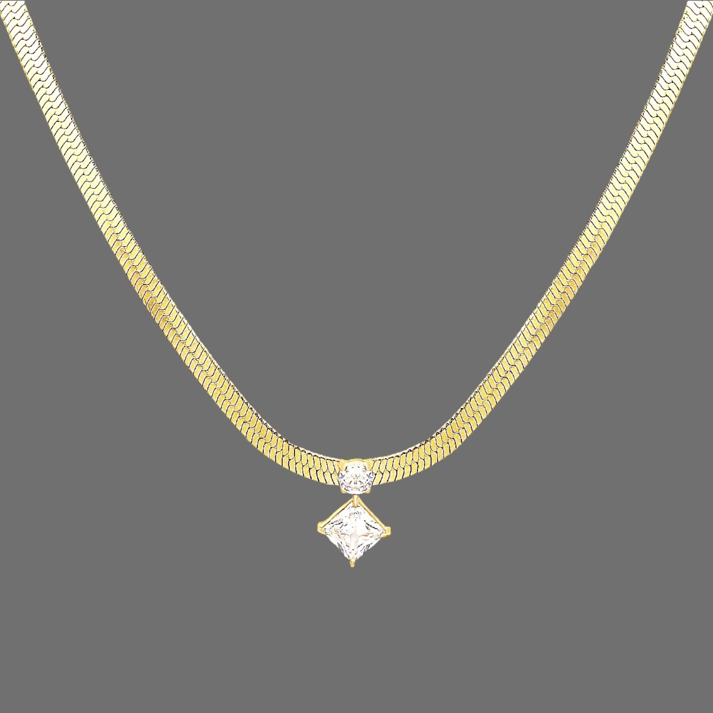 White Quartz Herringbone Necklace