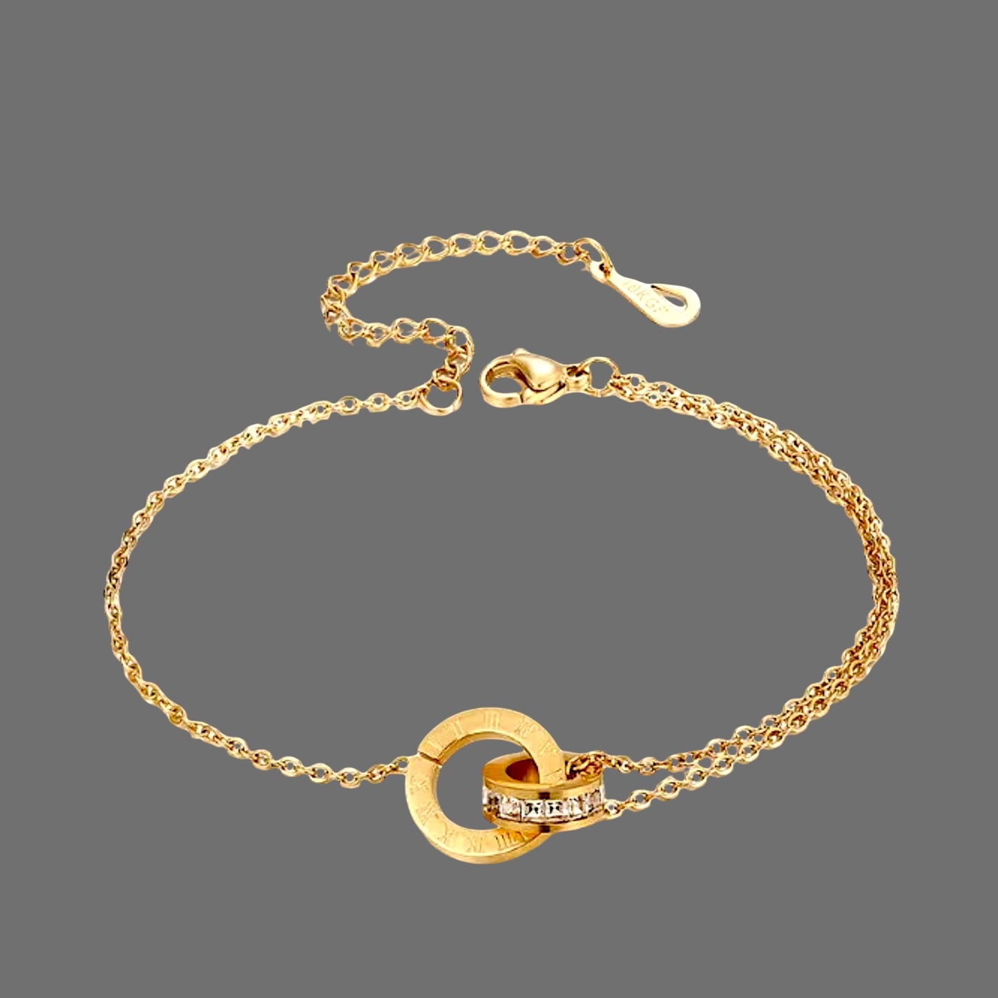 Gold White Topaz  Roman Bracelet