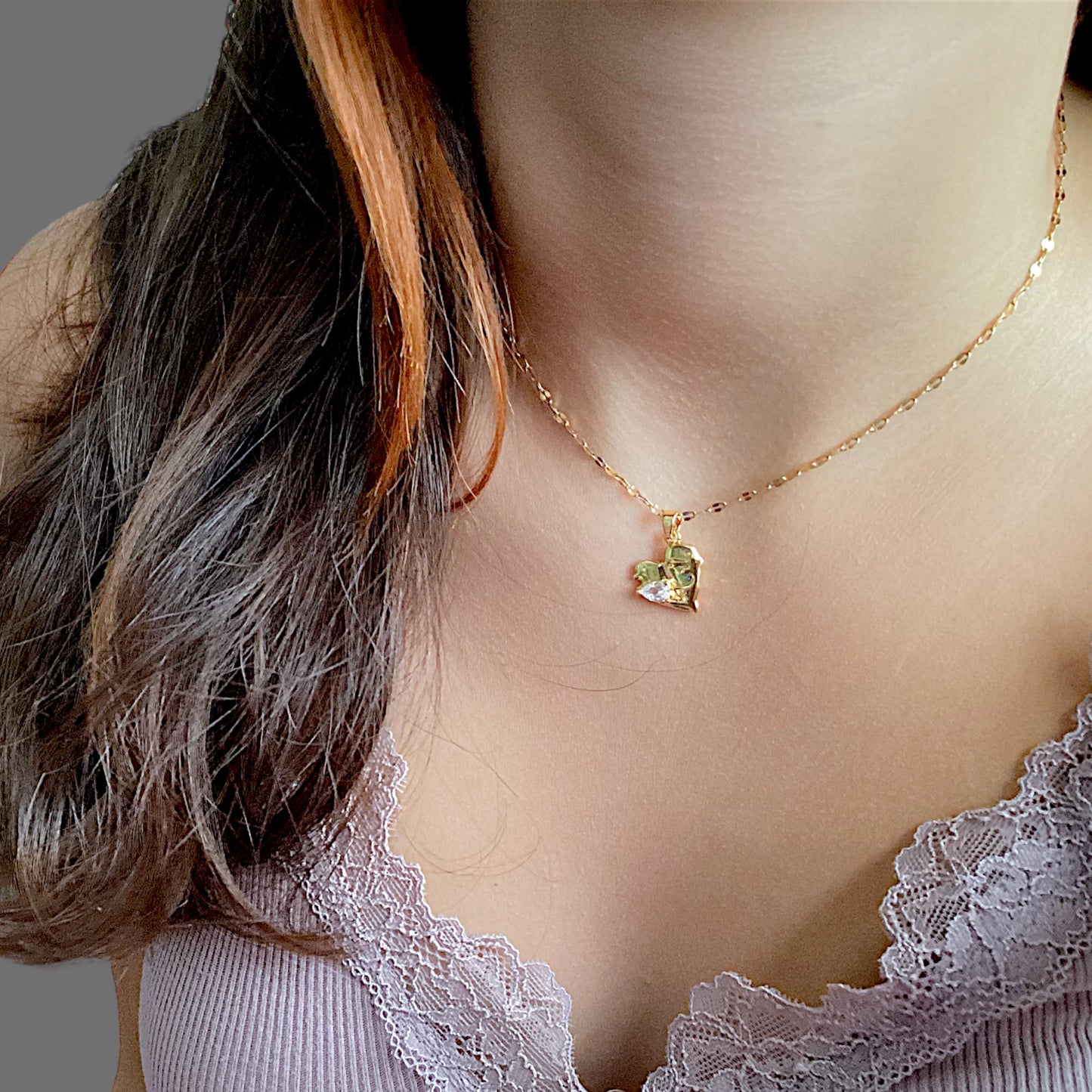 April Birthstone Heart Necklace