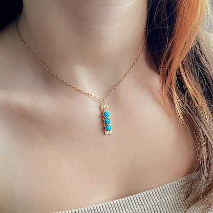 18K Turquoise Three Stone Necklace