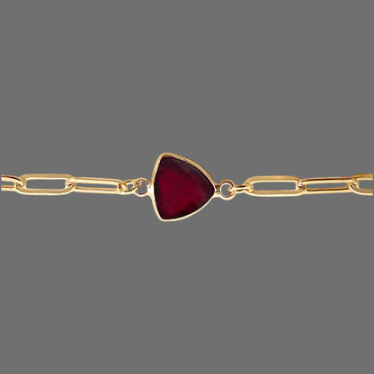 Ruby Birthstone Paperclip Bracelet