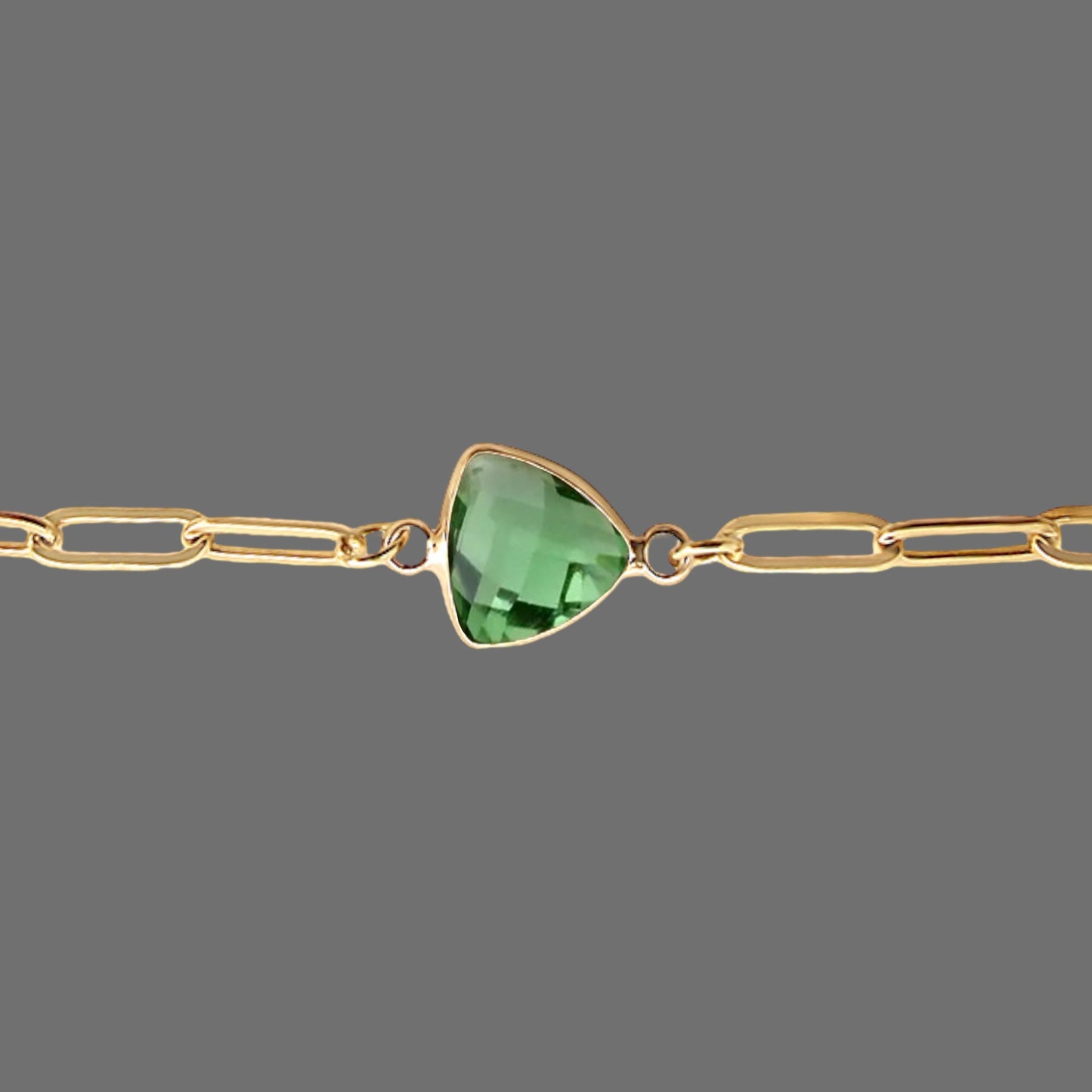 Peridot Birthstone Paperclip Bracelet