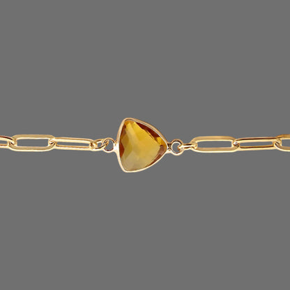 Citrine Birthstone Paperclip Bracelet