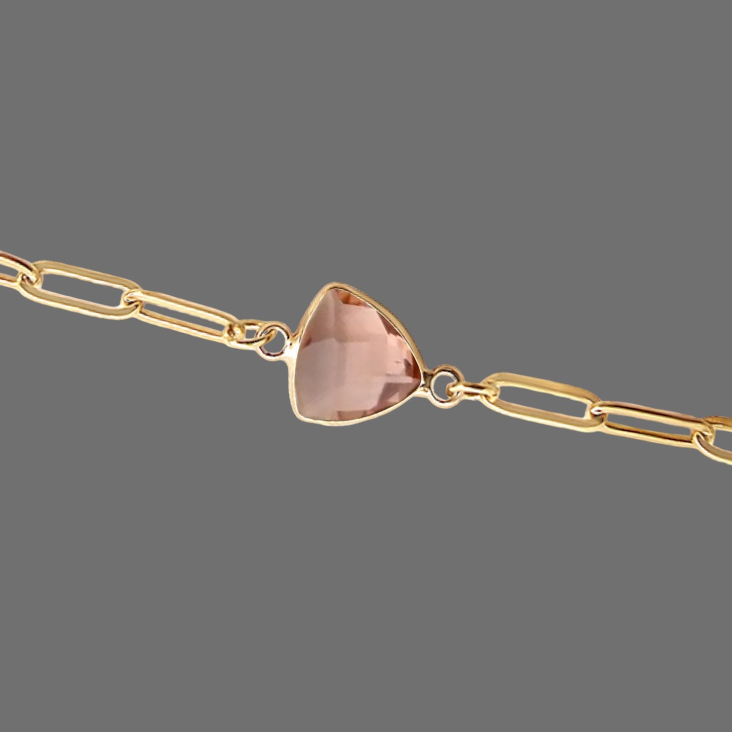 Rose Quartz  Birthstone Paperclip Bracelet