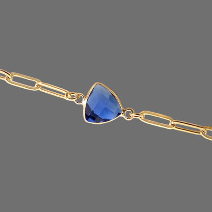 Sapphire Birthstone Paperclip Bracelet
