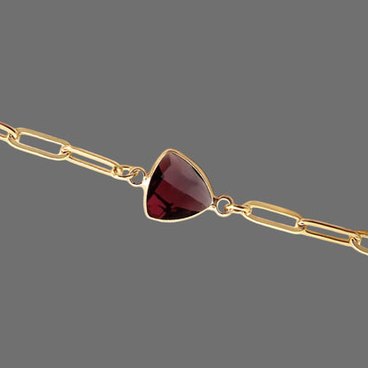 Garnet Birthstone Paperclip Bracelet