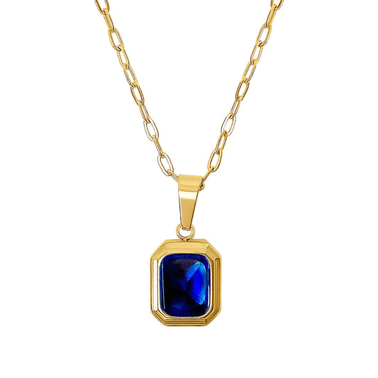 Minimalist Sapphire Charm Necklace