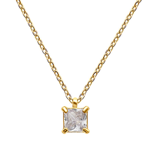 White Topaz Gemstone Square Necklace