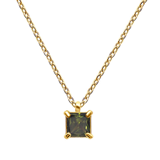 Peridot Gemstone Square Necklace